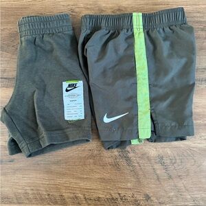 Nike Boys Gray Shorts with Neon Green Stripe